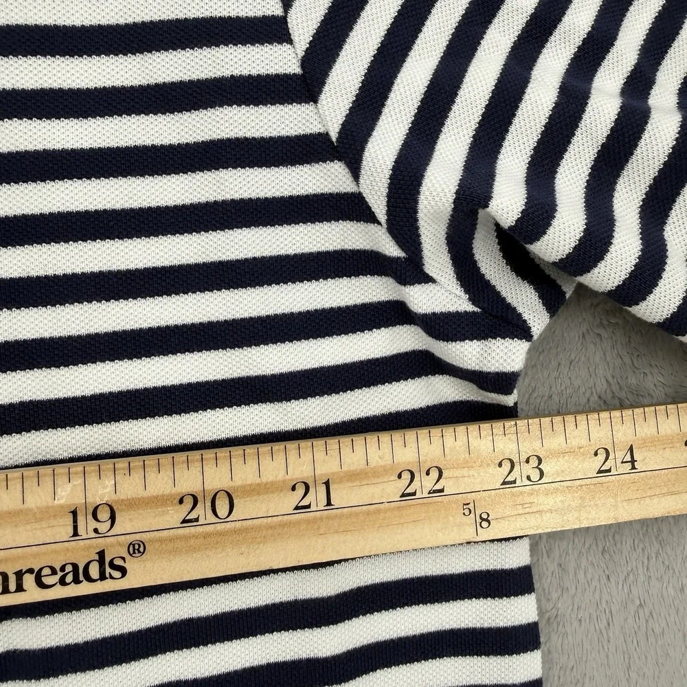 Polo Ralph Lauren Polo Shirt  Mens Size LT Classic Fit White Navy Striped Mesh